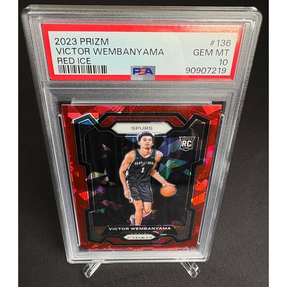 2023-24 Panini Prizm Victor Wembanyama Red Ice Rookie RC #136 PSA 10 Gem Mint - Picture 2 of 8